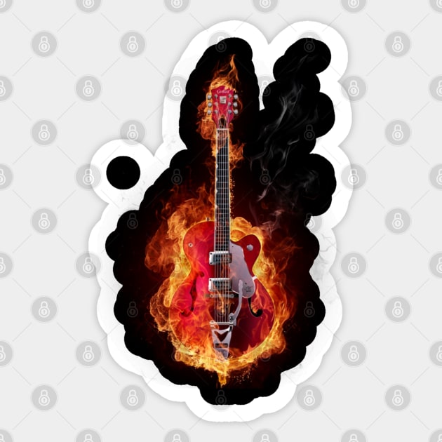 Fire and Guitar Sticker by Merilinwitch